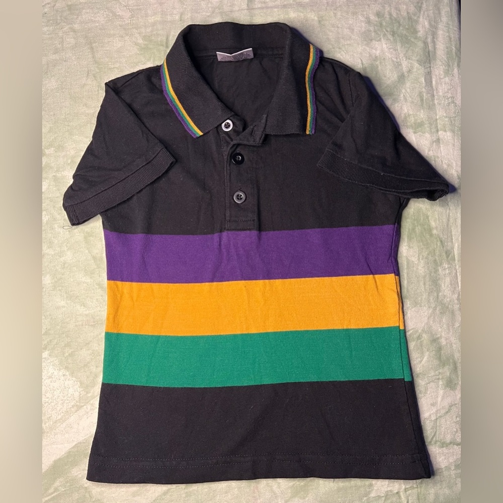 Black Kids Collared Mardi Gras Shirt